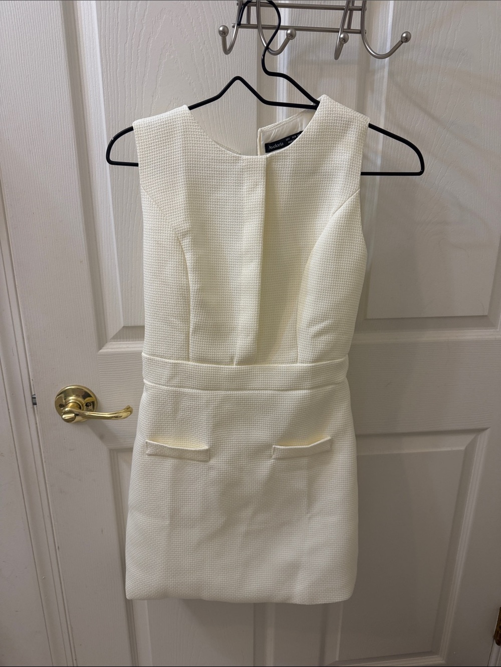 Sleeveless Cream Textured Mini Dress